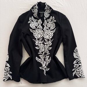 Vivienne Tam Black Jacket with White Floral Design